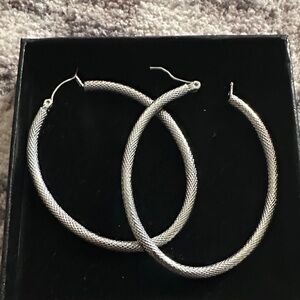 Nordstrom Textured Silver Hoop Earrings